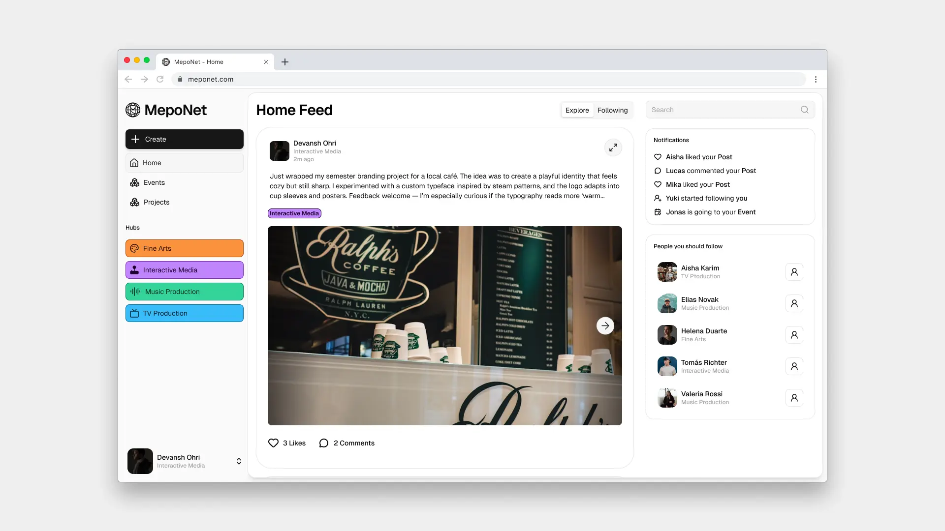 MepoNET Home Screen